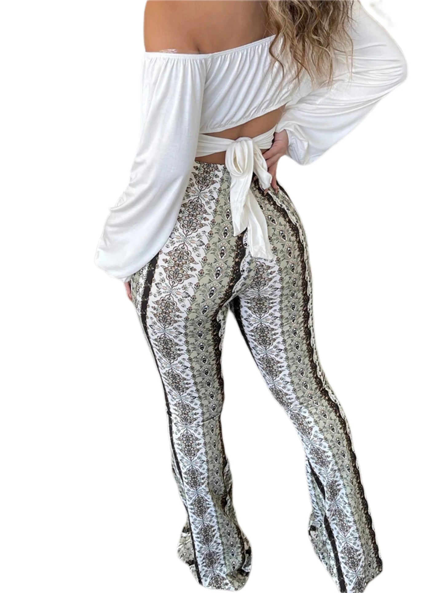 Women's Flare Ethnic Print Pants