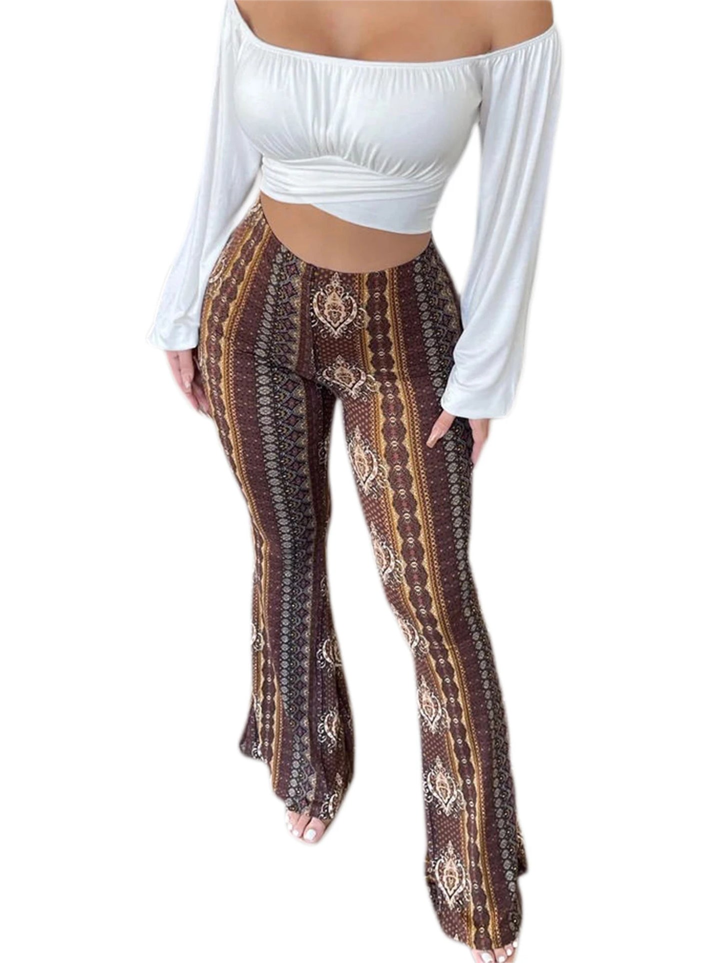 Women's Flare Ethnic Print Pants